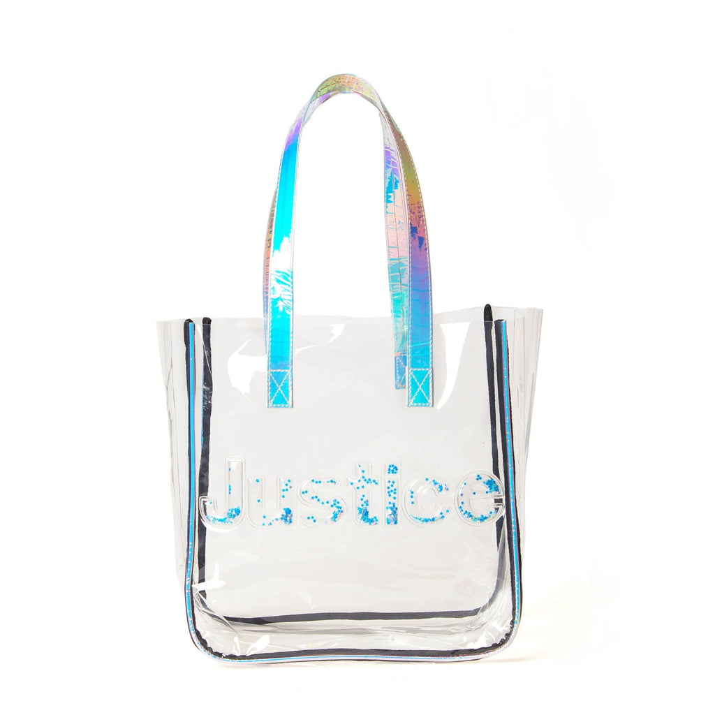 Justice Girls Sleepover Clear Tote Handbag 6-Piece Set Black