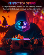 Halloween LED Mask with Programmable App & Gesture Sensing, DIY Unisex LED Lighted Face Transforming Mask, Perfect Gift for Halloween Costume Cosplay,Masquerade - SJB-DIAMOND ELITES