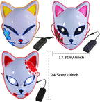 Demon LED Mask Slayers Costume Props Japanese Anime Plastic Fox Face Cosplay Glowing Masks for Adult Masquerade - SJB-DIAMOND ELITES