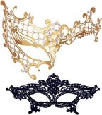 Masquerade Mask for Women Shiny Rhinestone Venetian Party Prom Ball Metal Mask - SJB-DIAMOND ELITES