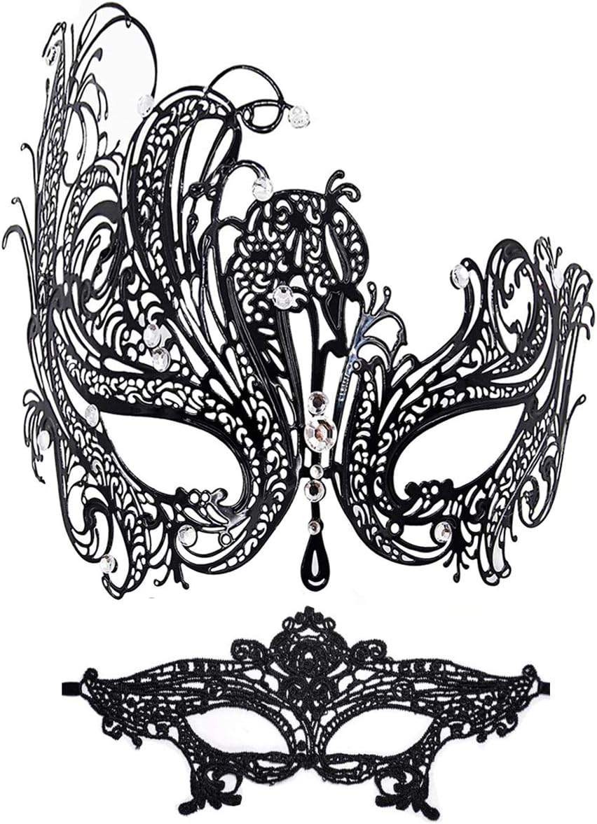 Masquerade Mask for Women Shiny Rhinestone Venetian Party Prom Ball Metal Mask - SJB-DIAMOND ELITES