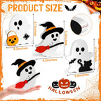 Cute Ghost Halloween Decorations Indoor, Wooden Tiered Tray Decor Table Sign Set of 3, Black Cat Bat Witch Broom Signs Pumpkin Blocks for Party Home Shelf Display (A-Ghost) - SJB-DIAMOND ELITES