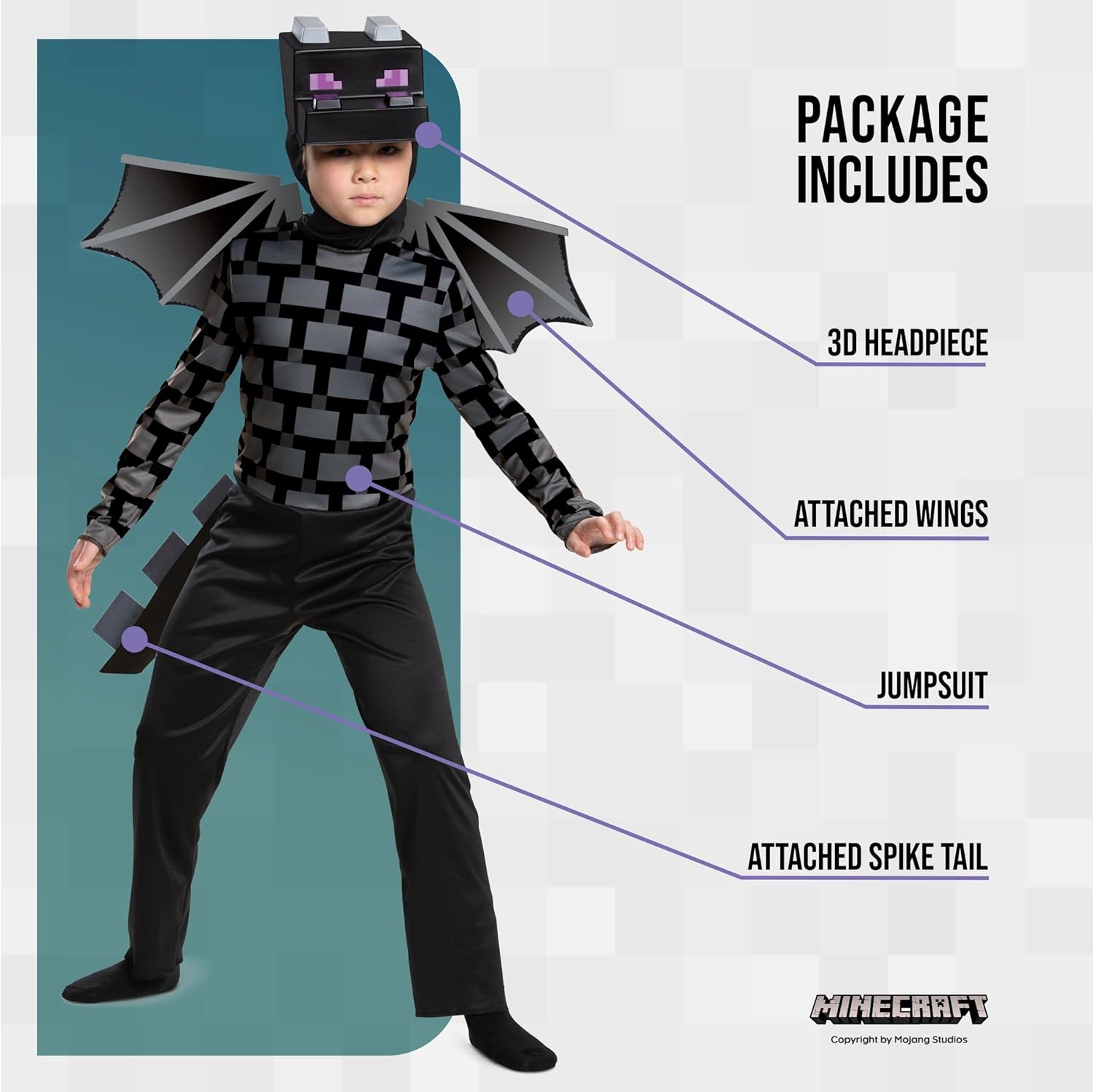 Minecraft Ender Dragon Costume for Kids, Video Game Inspired Character Outfit Halloween - SJB-DIAMOND ELITES