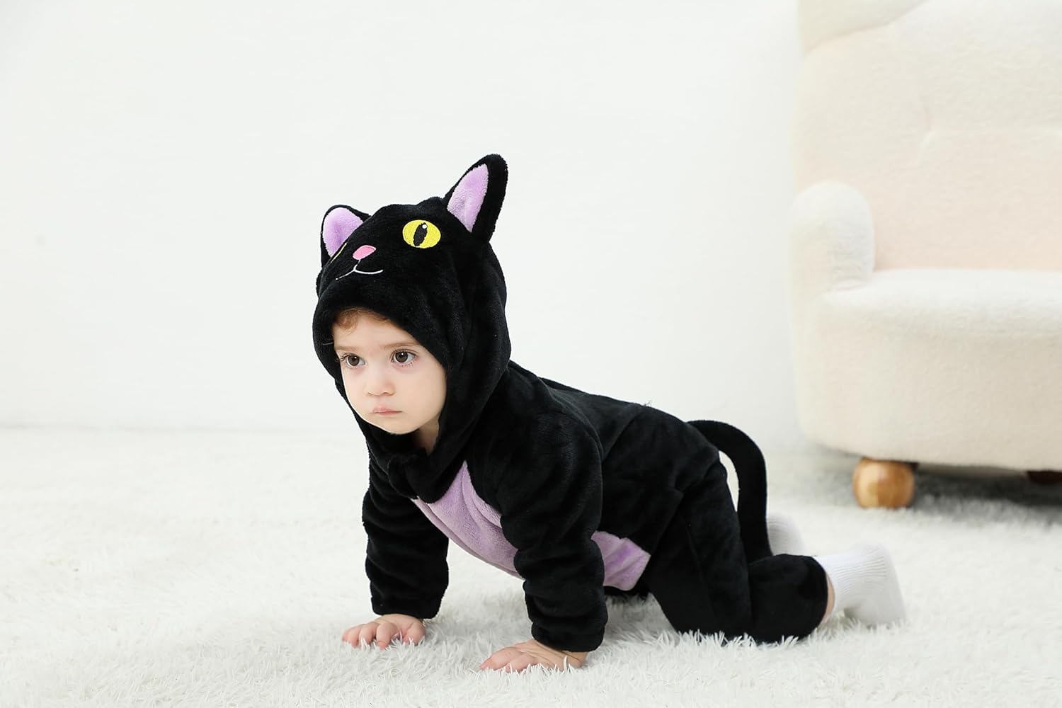 Black Cat Costume for Toddler Baby Girl Boy Halloween Costumes Fuzzy Warm Fall Winter Clothes Halloween Cats Outfit - SJB-DIAMOND ELITES