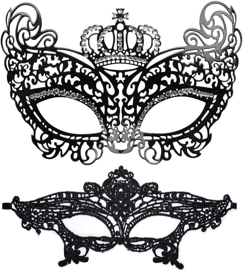 Masquerade Mask for Women Shiny Rhinestone Venetian Party Prom Ball Metal Mask - SJB-DIAMOND ELITES