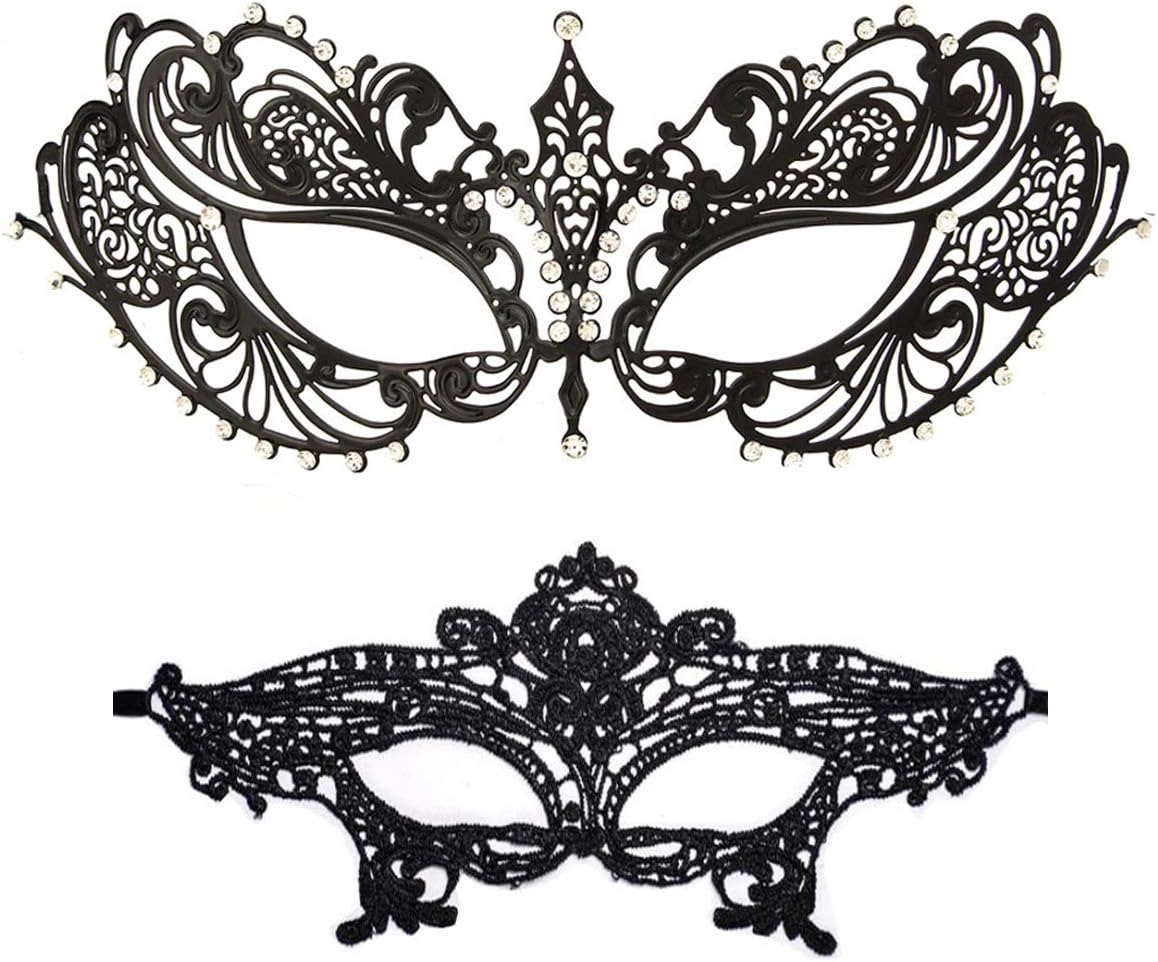 Masquerade Mask for Women Shiny Rhinestone Venetian Party Prom Ball Metal Mask - SJB-DIAMOND ELITES