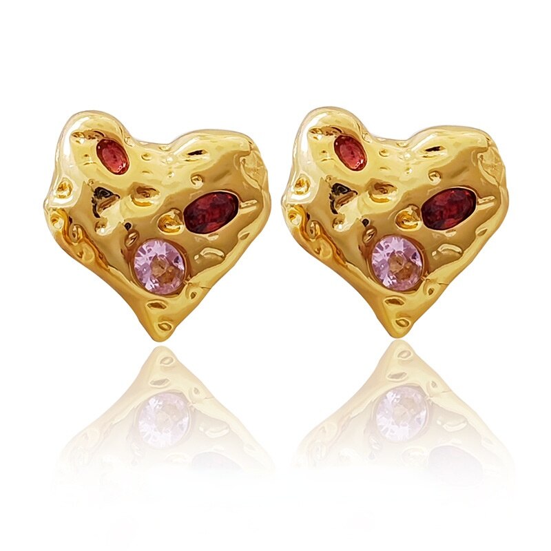 Irregular Heart Stud Earrings Pi-Mart
