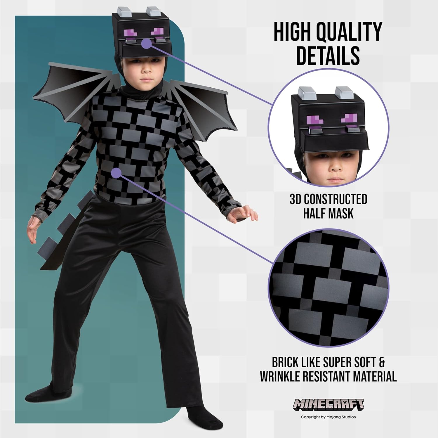 Minecraft Ender Dragon Costume for Kids, Video Game Inspired Character Outfit Halloween - SJB-DIAMOND ELITES