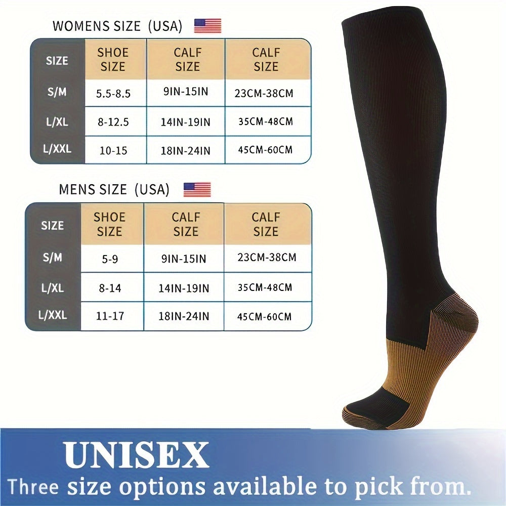 8 Pairs Copper-infused Unisex Compression Socks - Enhanced Circulation Support (10-20 MMHG) - Comfortable Knee High for Nurses, Pregnancy, Running, Hiking, Cycling Lootquake LLC