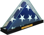 Perfect Cases All Glass Flag Display Case for 9.5' X 5' Flag with Engraving (Black). The Military Gift Store
