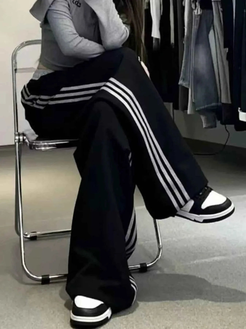Casual Loose Fit Striped Pants THRIXINE