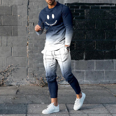 Round Neck Long Sleeve T-shirt Trousers Suit Men Lootquake LLC
