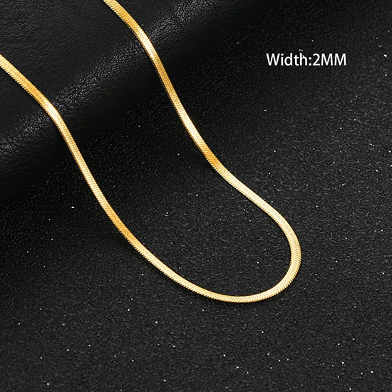 Flat Gold Color Stainless Steel Necklace Pi-Mart