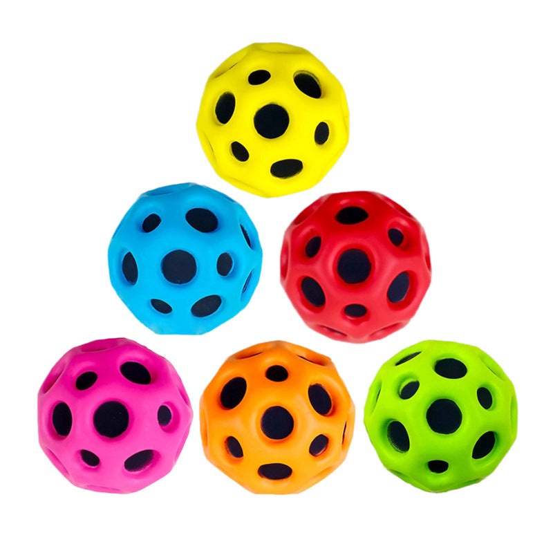 Hole Ball Soft Bouncy Ball Anti-fall Moon Shape Porous Bouncy Ball Kids Indoor Outdoor Toy Ergonomic Design Pi-Mart