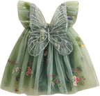 Baby Girl Halloween Costume Butterfly Wing Mesh Flower Sleeveless Tulle Fairy Romper Dress Birthday Tutu Dress - SJB-DIAMOND ELITES