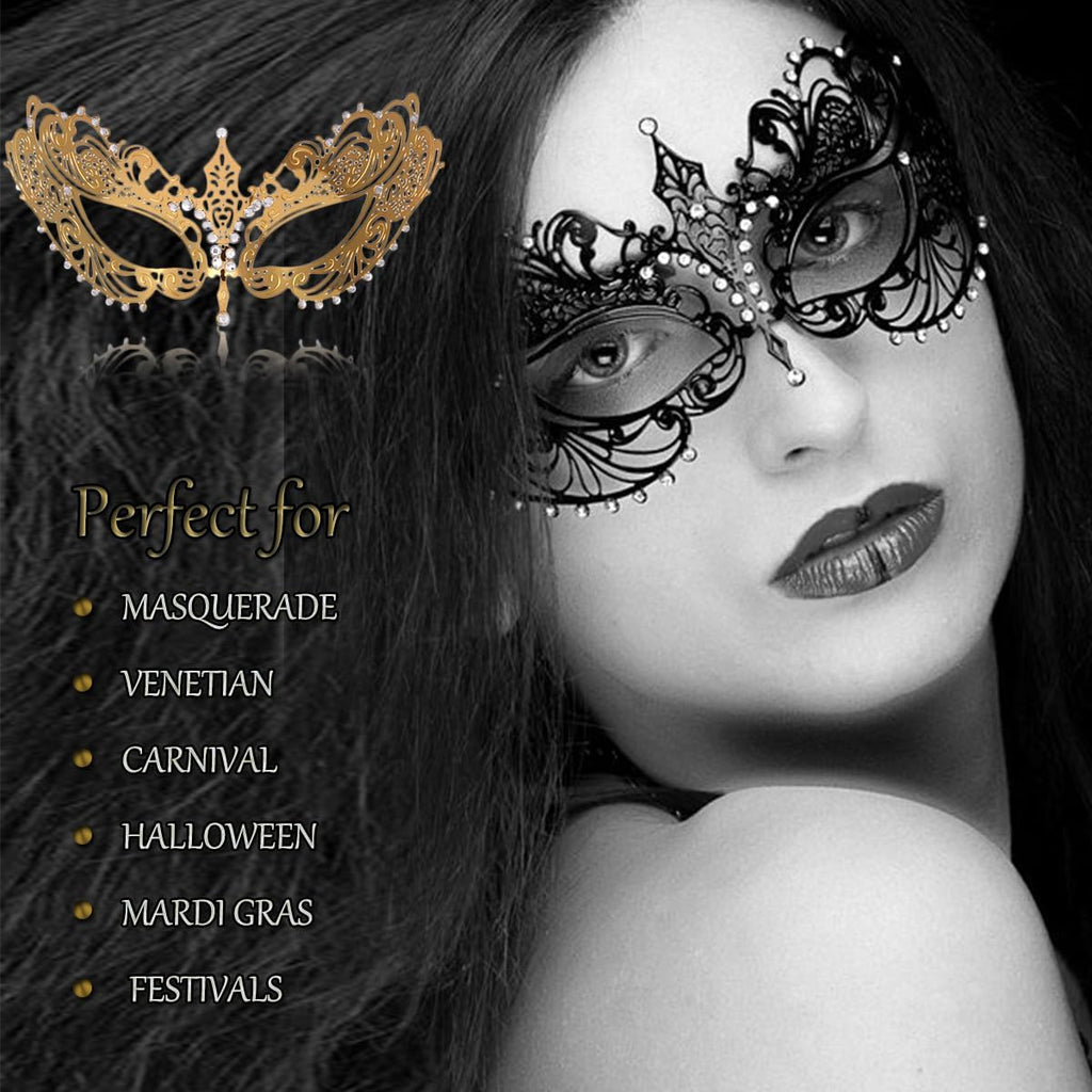 Mask for Women Venetian Metal Party For Carnival Halloween Costume Cosplay - SJB-DIAMOND ELITES