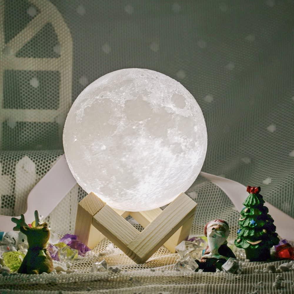 Moon Lamp Moon Light Night Light for Kids Gift for Women USB Charging and Touch Control Brightness 3D Printed Warm and Cool White Lunar Lamp - SJB-DIAMOND ELITES