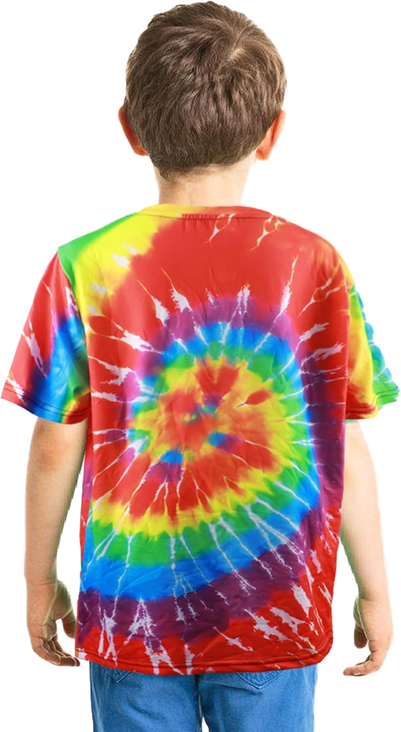 70s Outfits Boys 4Pcs Hippie Costume Accessories Kids Colorful Dye tshirt for Theme Party 60s 70s for 4-12 years - SJB-DIAMOND ELITES