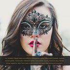 Masquerade Mask for Women Shiny Rhinestone Venetian Party Prom Ball Metal Mask - SJB-DIAMOND ELITES