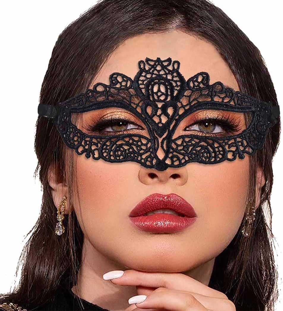 Masquerade Lace Mask Women Black Lace Masks Costume Party Proms Face Mask Halloween Eye Mask - SJB-DIAMOND ELITES