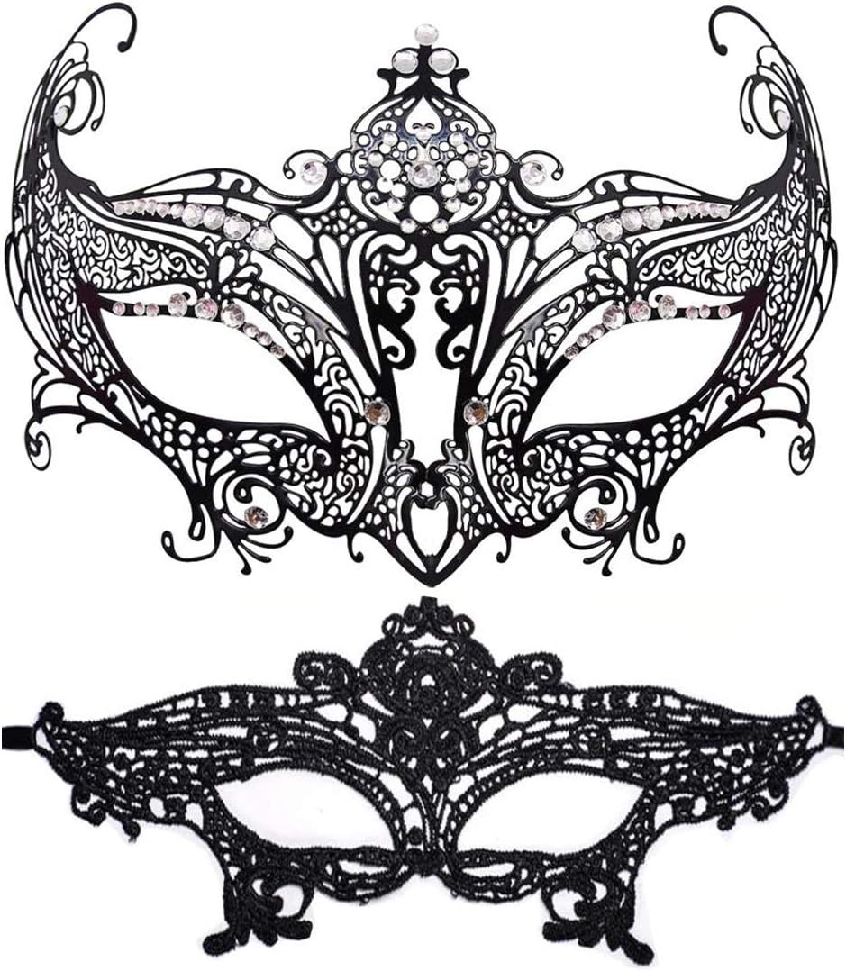 Masquerade Mask for Women Shiny Rhinestone Venetian Party Prom Ball Metal Mask - SJB-DIAMOND ELITES