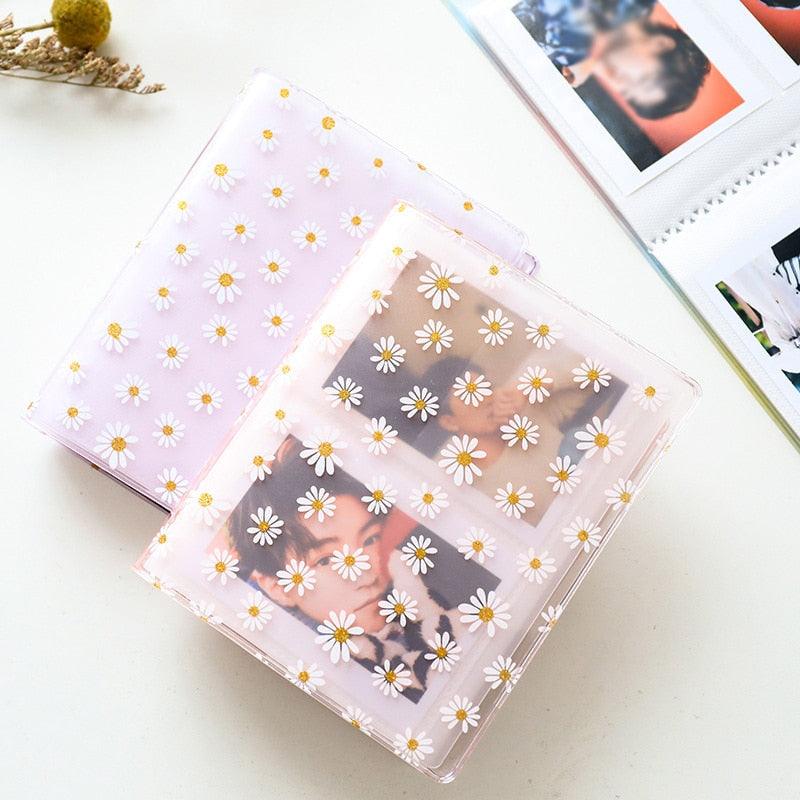 72 Pockets Book Album for PVC 3/4/5/6 Inch Album Daisy Printing 3 inch Photo paper Mini Films Transparent Photo Album Book Gifts For Friends And Coin Collectors Stevvex