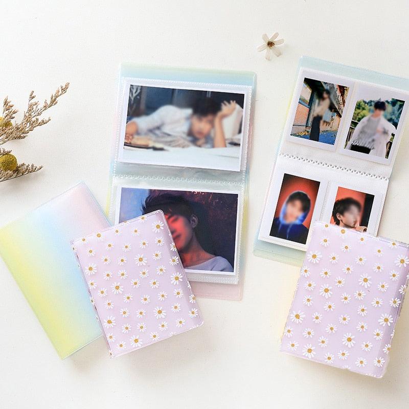 72 Pockets Book Album for PVC 3/4/5/6 Inch Album Daisy Printing 3 inch Photo paper Mini Films Transparent Photo Album Book Gifts For Friends And Coin Collectors Stevvex