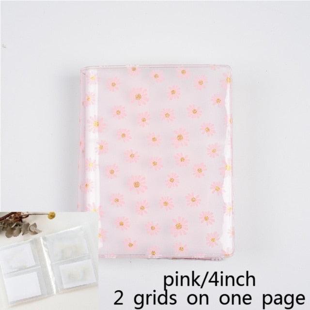 72 Pockets Book Album for PVC 3/4/5/6 Inch Album Daisy Printing 3 inch Photo paper Mini Films Transparent Photo Album Book Gifts For Friends And Coin Collectors Stevvex