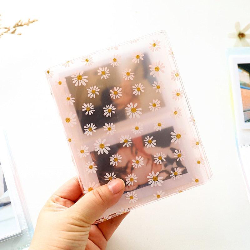 72 Pockets Book Album for PVC 3/4/5/6 Inch Album Daisy Printing 3 inch Photo paper Mini Films Transparent Photo Album Book Gifts For Friends And Coin Collectors Stevvex