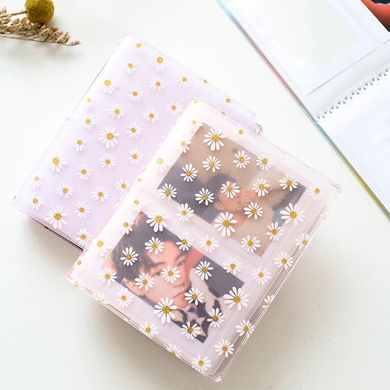 72 Pockets Book Album for PVC 3/4/5/6 Inch Album Daisy Printing 3 inch Photo paper Mini Films Transparent Photo Album Book Gifts For Friends And Coin Collectors Stevvex