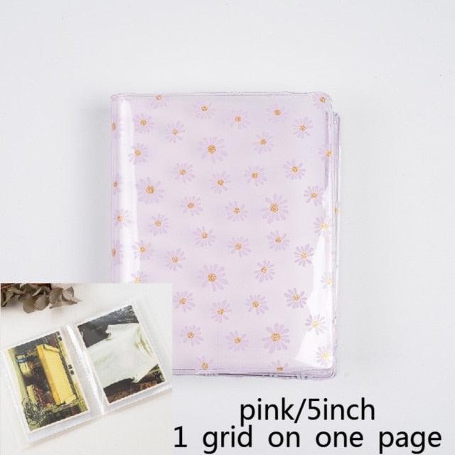 72 Pockets Book Album for PVC 3/4/5/6 Inch Album Daisy Printing 3 inch Photo paper Mini Films Transparent Photo Album Book Gifts For Friends And Coin Collectors Stevvex