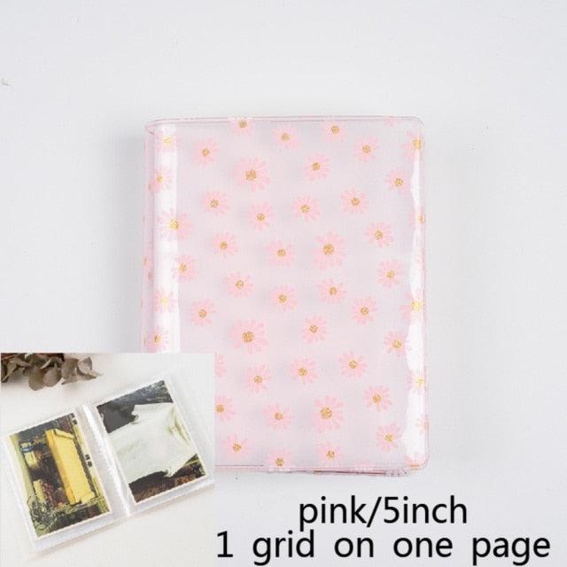 72 Pockets Book Album for PVC 3/4/5/6 Inch Album Daisy Printing 3 inch Photo paper Mini Films Transparent Photo Album Book Gifts For Friends And Coin Collectors Stevvex