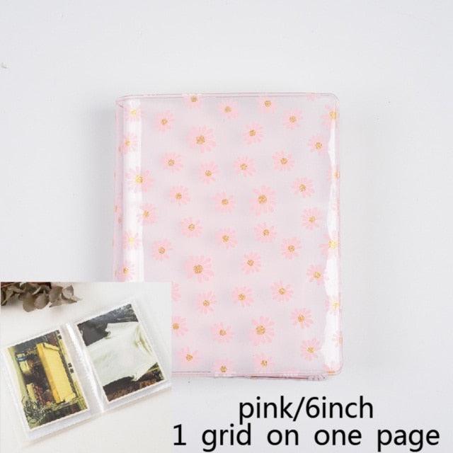 72 Pockets Book Album for PVC 3/4/5/6 Inch Album Daisy Printing 3 inch Photo paper Mini Films Transparent Photo Album Book Gifts For Friends And Coin Collectors Stevvex