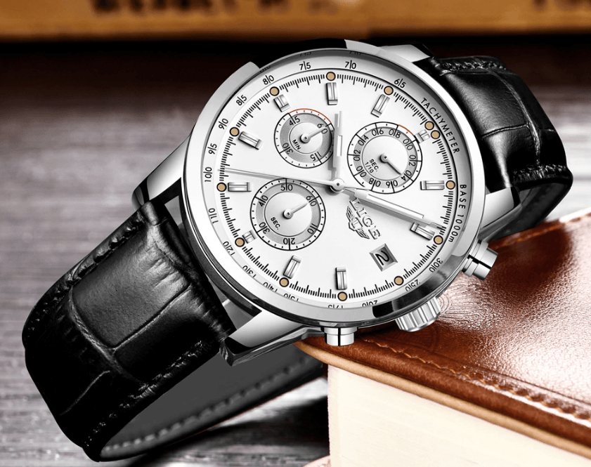 Men's  Waterproof Watch With Chronometers Date Display And Fluorescent Pointers Excellent Look Perfect Gift Stevvex