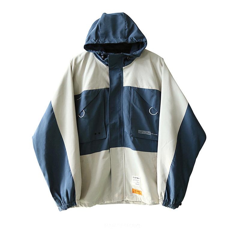 Korean Style Color Block Student Hooded Jacket Handsome Trend Pi-Mart