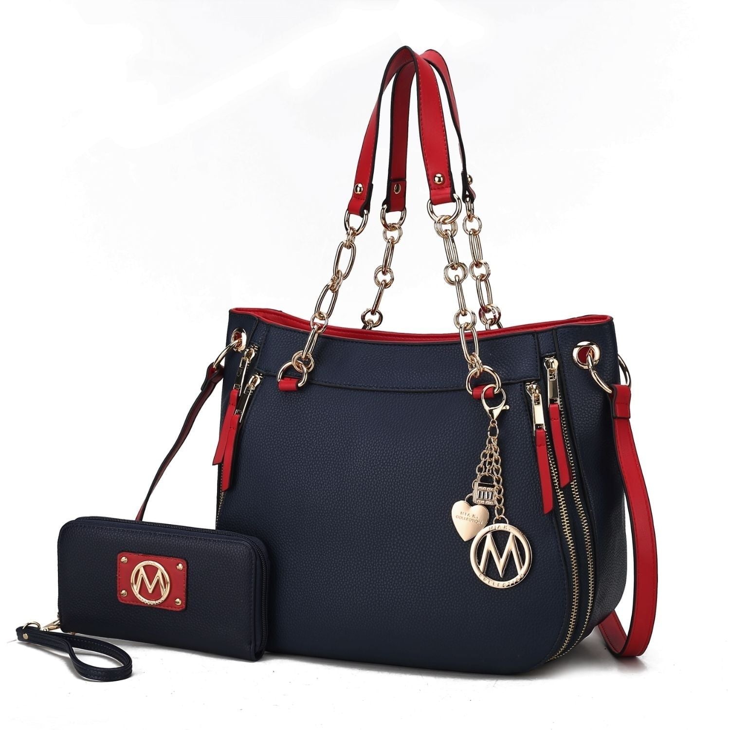 MKF Collection Vegan Leather Shoulder Bag & Wallet Set, Purse Handbag for Women by Mia K (Color Pewter) EasyOptionXY LLC