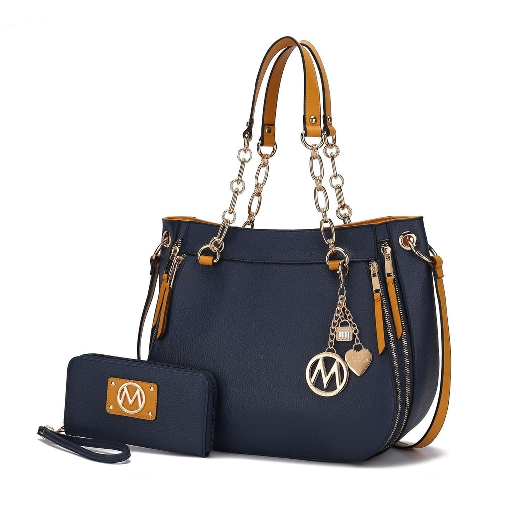 MKF Collection Vegan Leather Shoulder Bag & Wallet Set, Purse Handbag for Women by Mia K (Color Pewter) EasyOptionXY LLC