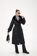 Genuine Mink Fur Real Python Leather Trim Coat - SJB-DIAMOND ELITES