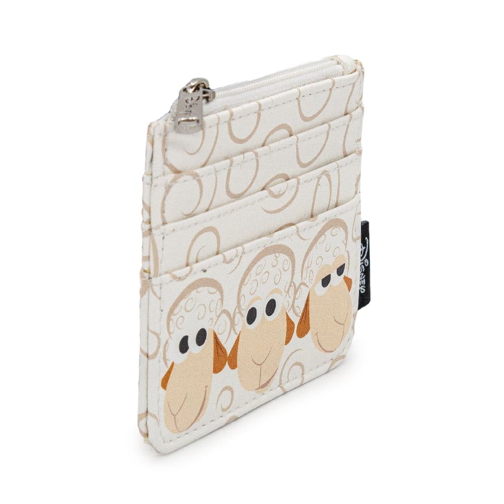 Buckle-Down Women's Disney Wallet, ID Zip Top, Pixar, Toy Story 4 Sheep Trio Billy Goat and Gruff Pose, White, Vegan Leather