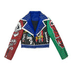 Rivet leather jacket jacket short top Pi-Mart