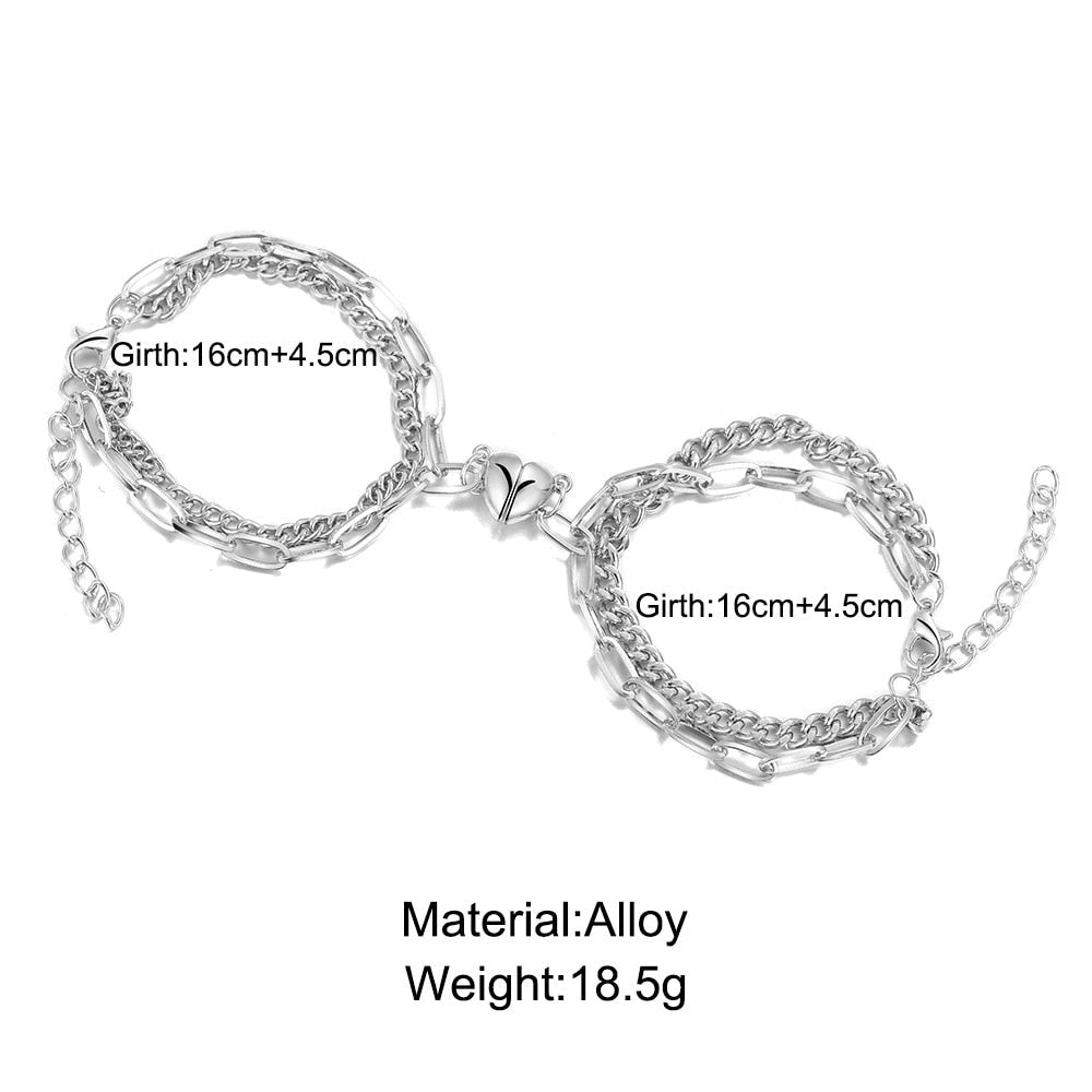 Halves Heart Magnetic Couple Bracelets Pi-Mart