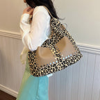 Ladies leopard print large capacity tote bag, vintage hobo bag casual, shoulder bag with crossbody strap, bag underarm bag women - SJB-DIAMOND ELITES