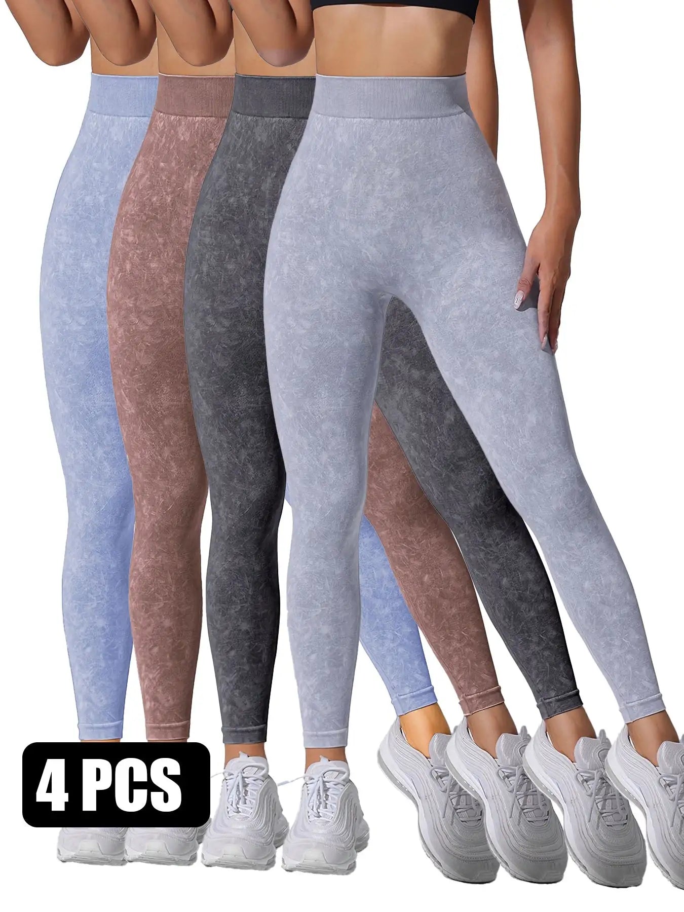 4 Pieces Scrunch Butt Lifting Workout V Back Leggings - SJB-DIAMOND ELITES