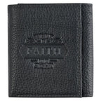 Christian Art Gifts Genuine Full Grain Leather RFID Blocking Scripture Wallet for Men: Walk by Faith - 2 Corinthians 5:7 Inspirational Bible Verse Accessory for Credit Cards, Bills, ID, Photos, Black EasyOptionXY LLC