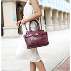 MKF Collection Isla Crocodile Embossed Vegan Leather Womens Satchel Bag by Mia K with wallet -2 pieces (Color Wine) EasyOptionXY LLC