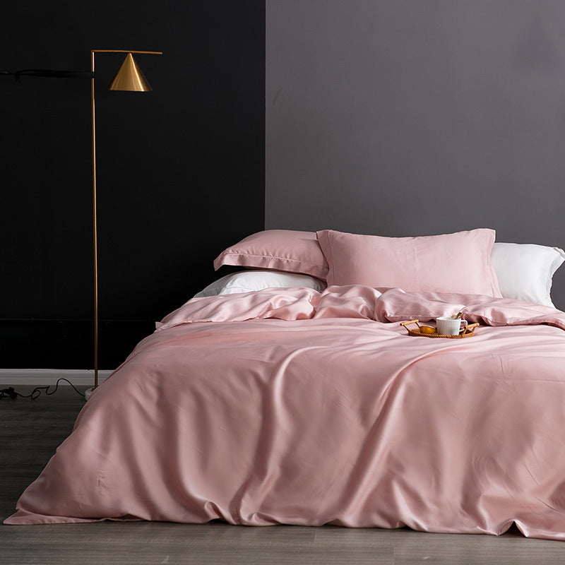 Ice silk pure color simple duvet cover sheet Pi-Mart