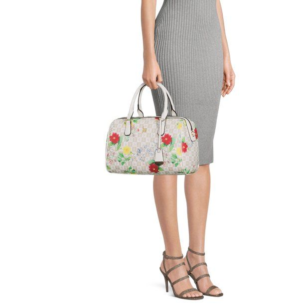 London Fog Women's Adult Calla Signature Satchel Handbag White EasyOptionXY LLC