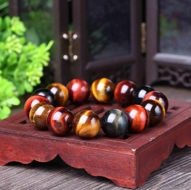 Tiger Eye Bracelet Natural Crystal Stone Buddha Bead Bracelet Pi-Mart