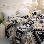 1pc Southwest Native American Flannel Polyester Throw Double-side Printed Blanket, Aztec Geometry Pattern Travel Couch Bed Blanket Plush Soft Lightweight Blanket For All Season Lootquake LLC
