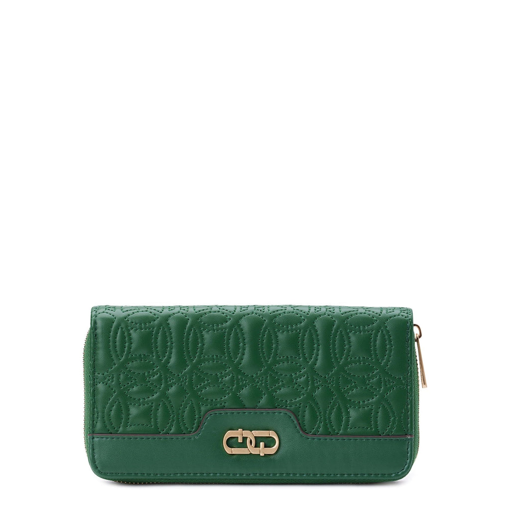 Time and Tru Women's Alex Zip Around Wallet Quilted Green Bead EasyOptionXY LLC